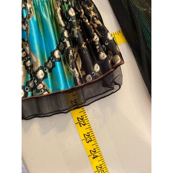 Pleated Button-Up Tunic Dress Abstract Multicolor Flared Sleeves Small/Medium - Picture 8 of 8